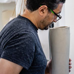 Ashraf Hanna at work in his studio 2019